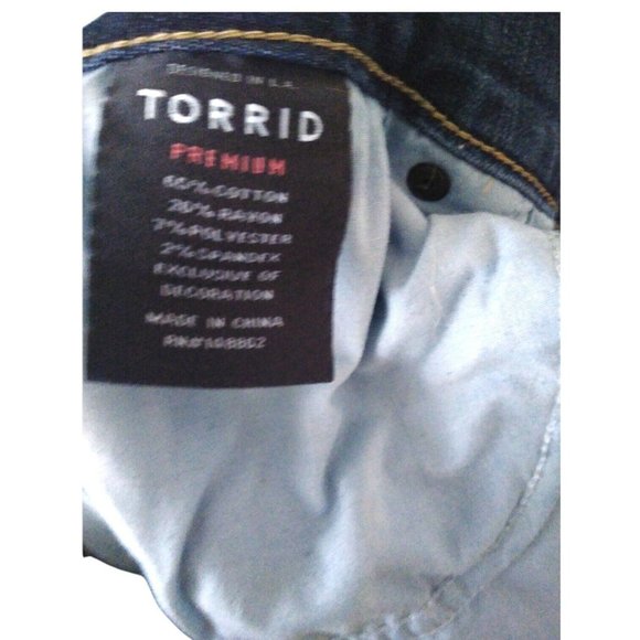Torrid Womens Premium Distressed Blue Medium Wash Skinny Slim Denim Jeans US 24R - Picture 8 of 12